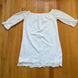 Abercrombie & Fitch White Off-Shoulder Dress with Embroidered Details